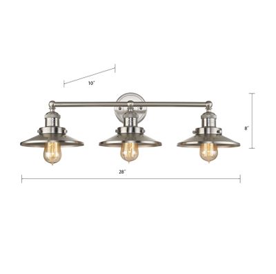 English Pub 28″ Wide 3-Light Vanity Light - Satin Nickel