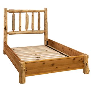 Cedar Log Traditional Bed with Dimensional Cedar Rail System - Cal King - Coffee