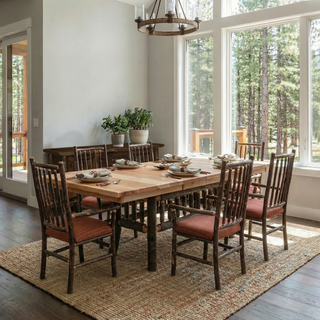 Hickory Log Extension Dining Table - Slate