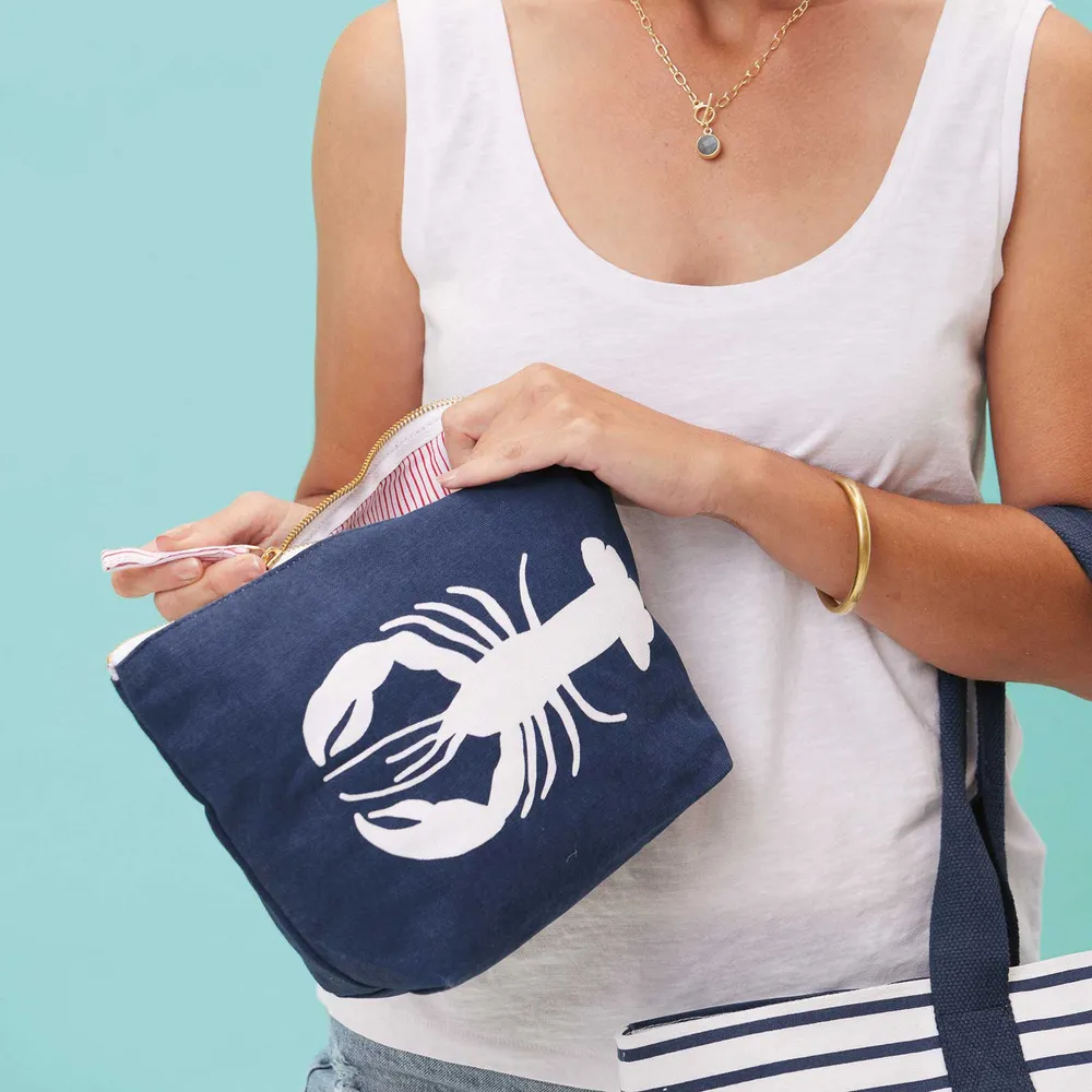 Lobster Navy Large Essential Canvas Pouch