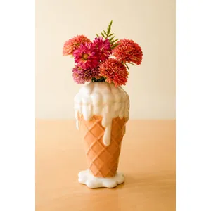 Ceramic Vanilla Ice Cream Cone Vase 3