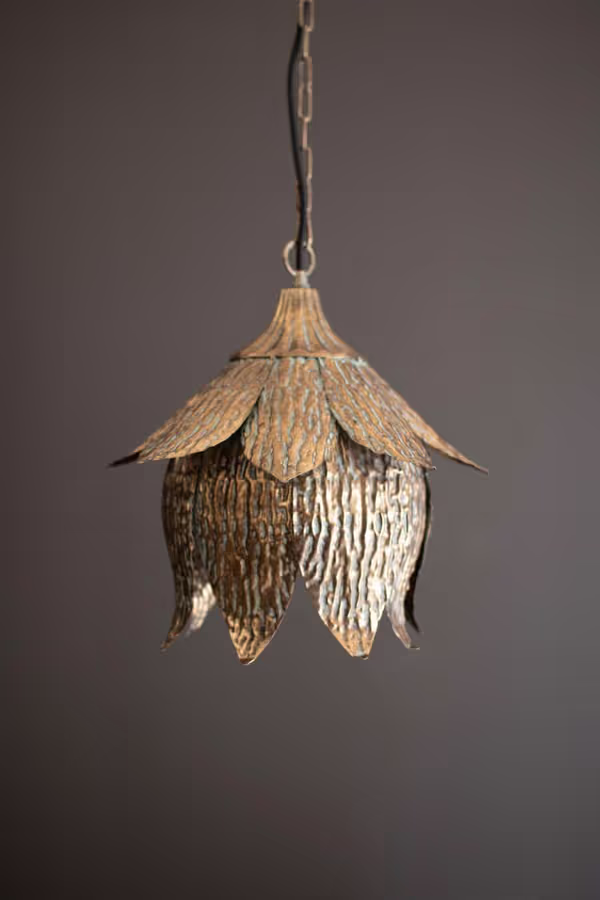 Antique Brass Tulip Pendant Light