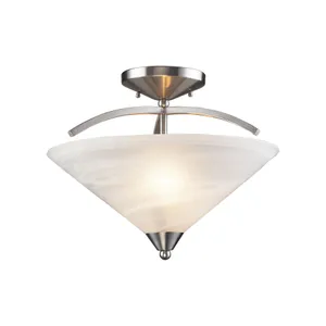 Elysburg 16″ Wide 2-Light Semi Flush Mount - Satin Nickel 1