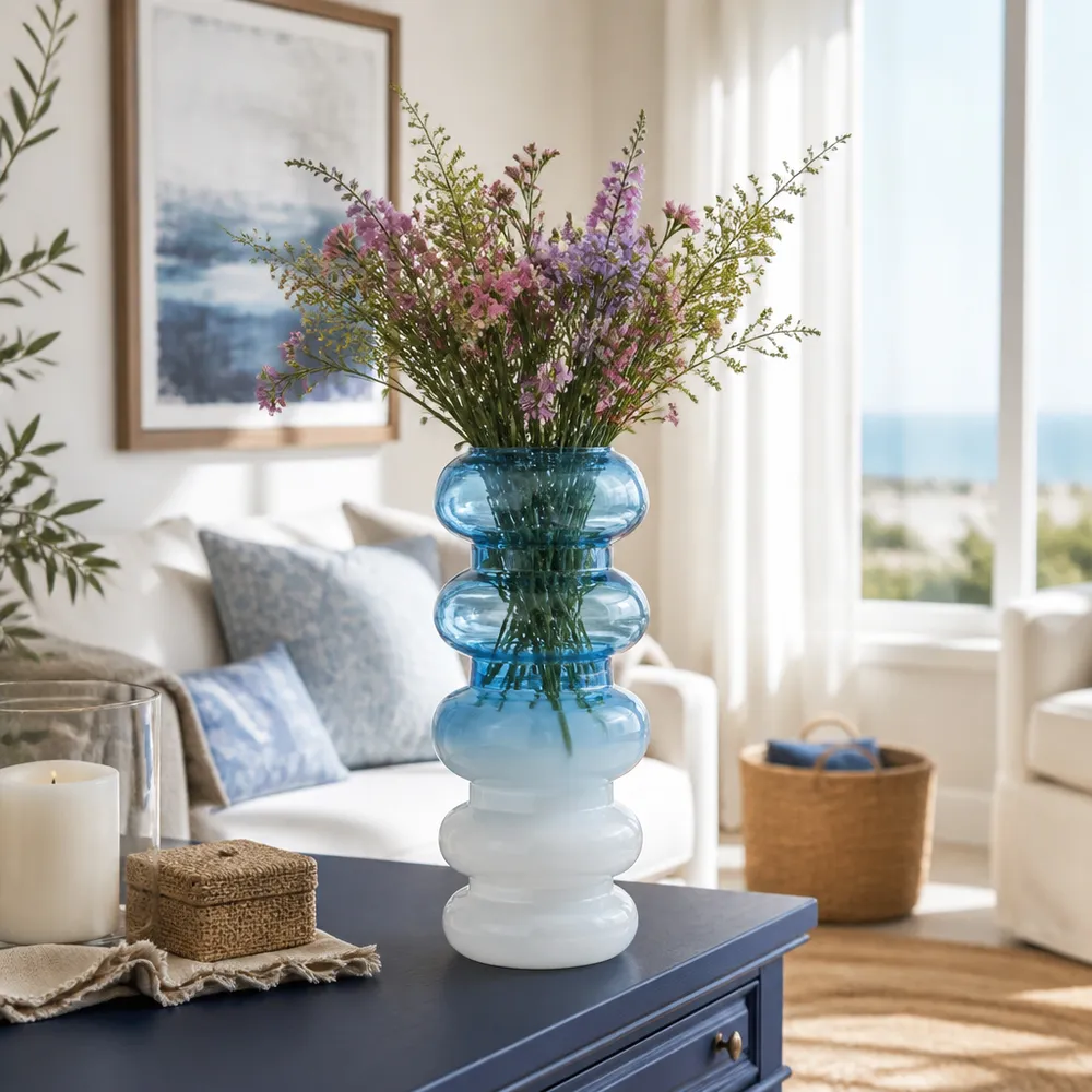 HARLOWFIELD BLUE GLASS VASE 17 (IN)