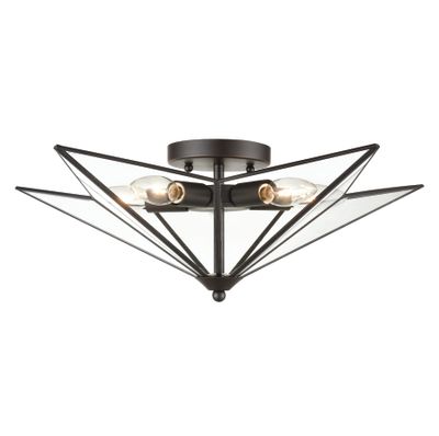 Moravian Star 21″ Wide 5-Light Flush Mount - Oil Rubbed Bronze