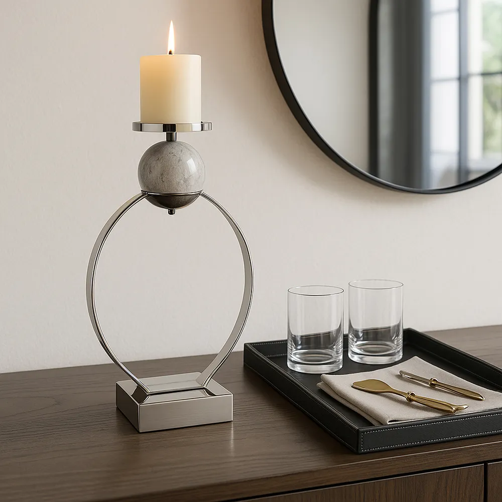 GRAYDONDALE SILVER CANDLE HOLDER 21 (IN)