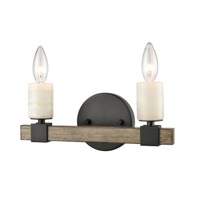 Stone Manor 12″ Wide 2-Light Vanity Light - Matte Black