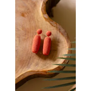Fabricwrapped Earrings / Coral 5