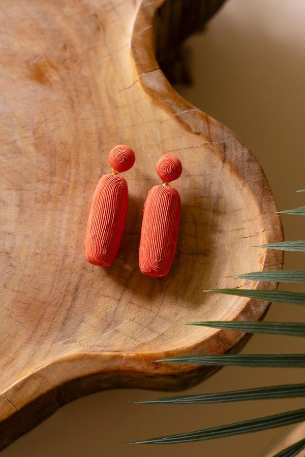 Fabricwrapped Earrings / Coral