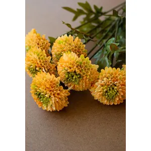 Bundle of 7 Artificial Yellow Ball Dahlias 9