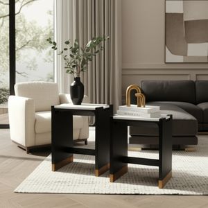 KELSEYWAY SET OF 2 BLACK TABLE 24 (IN) 13