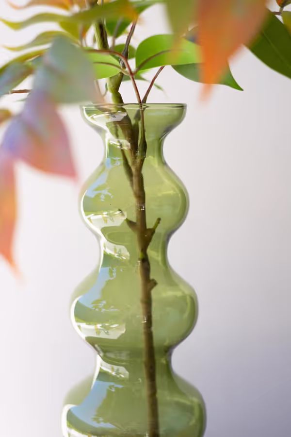 Small Glass Bubble Vase / Green
