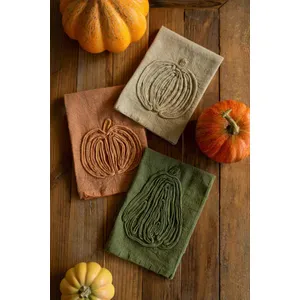 Set of 3 Embroidered Thanksgiving Tea Towels 1