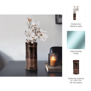 HAMDENWAY BRONZE GLASS VASE 11 (IN) 10