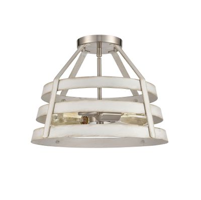Brigantine 15″ Wide 2-Light Semi Flush Mount - Satin Nickel