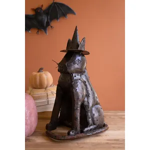 Rustic Iron Cat with Witch Hat Luminary 4