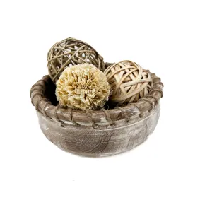 Wooden Bowl with Jute 8x8in 2