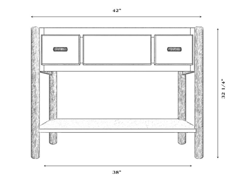 Hickory Log Two Drawer Open Vanity with Shelf - without Top - Cinnamon 2