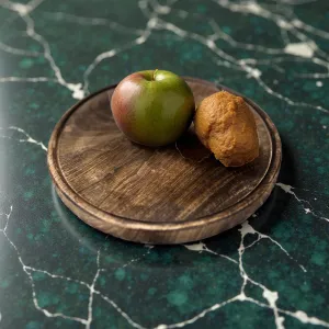 Dark Wood Round Plate 12x12x1in 1