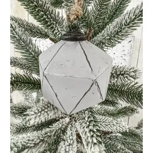 Gray & Silver Set of 4 Glass Ornaments 4in 3