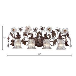 Cristallo Fiore 33'' Wide 4-Light Vanity Light - Deep Rust 2