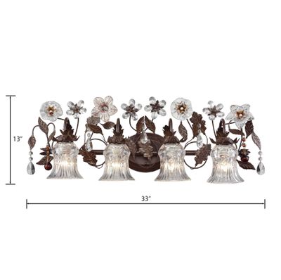 Cristallo Fiore 33″ Wide 4-Light Vanity Light - Deep Rust