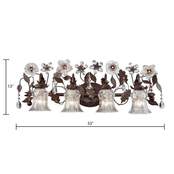 Cristallo Fiore 33'' Wide 4-Light Vanity Light - Deep Rust