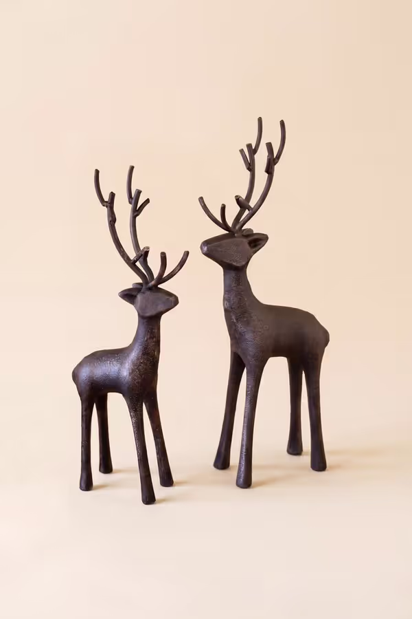 Set of 2 Cast Iron Reindeer