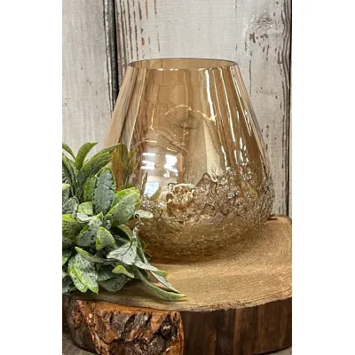 Small Sand Textured Amber Vase 6x6in