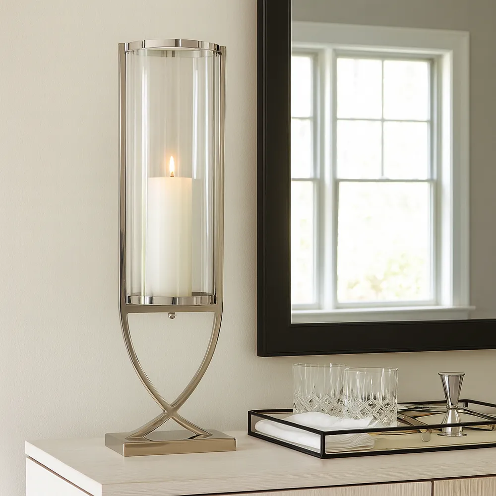 OLIVERHAVEN SILVER CANDLE HOLDER 27 (IN)