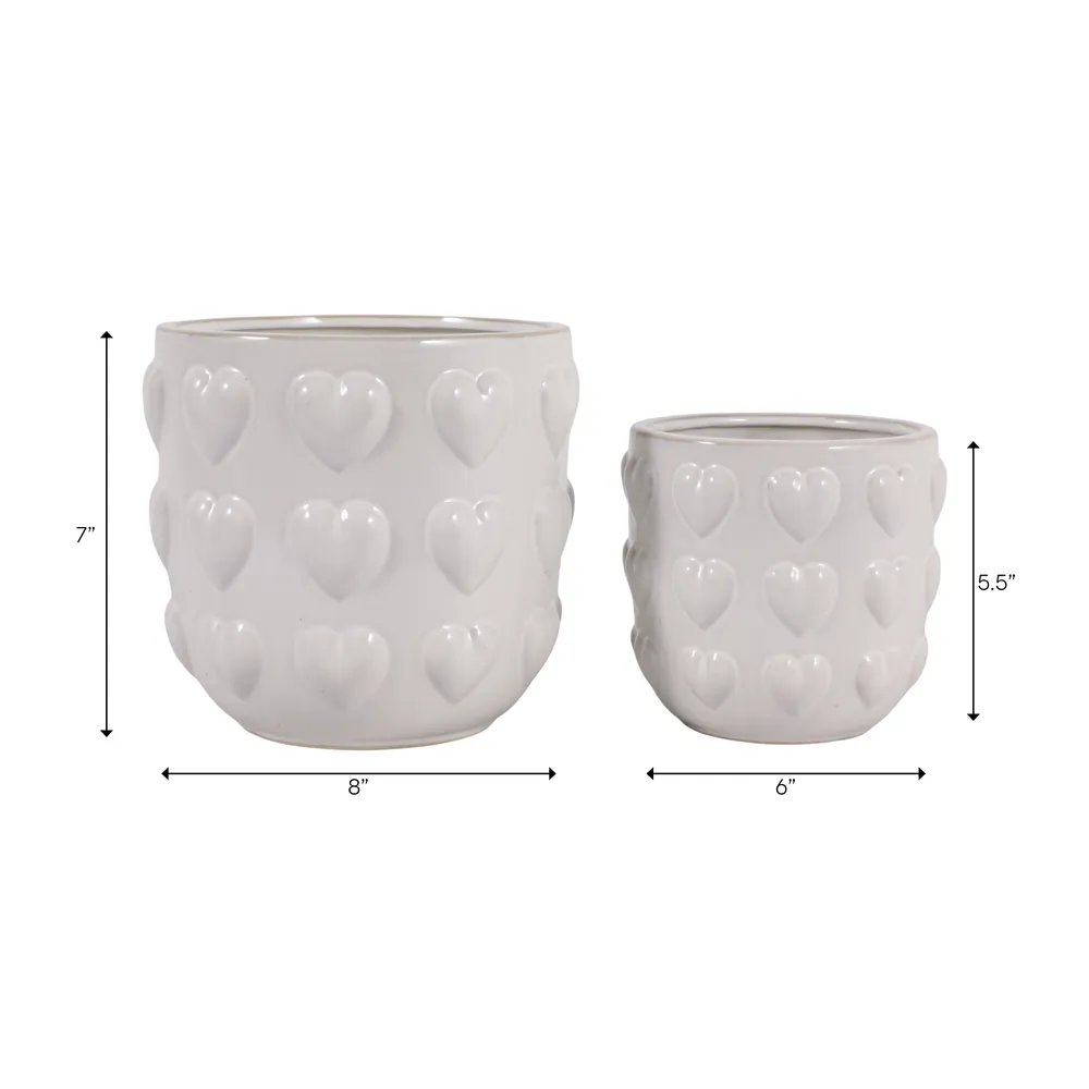 DRAPEROAK SET OF 2 IVORY PLANTER 7 (IN)