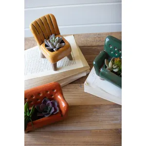 Set of 3 Ceramic Sofa and Chair Planters 2