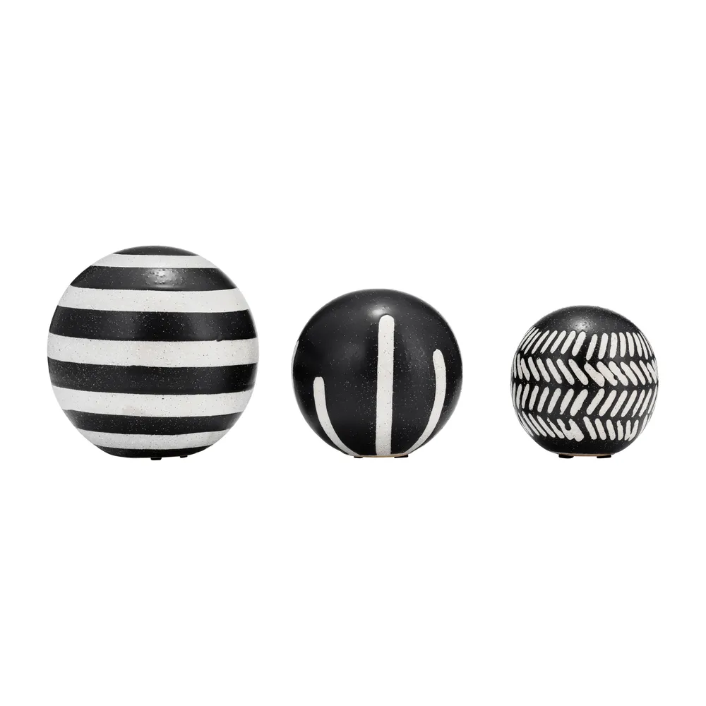 HARDYCROSS SET OF 3 BLACK ORBS 6 (IN)