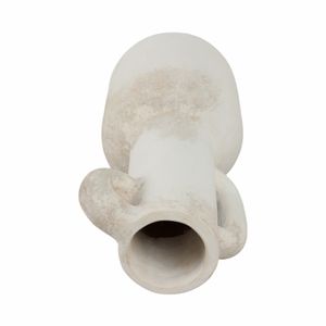 19" ASYMMETRICAL EARED TERRACOTTA VASE, WHITE 7