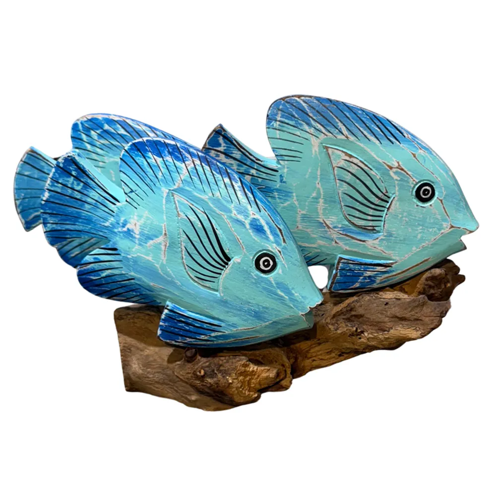 14" SHADES OF BLUE FISH ON DRIFTWOOD