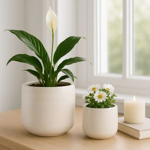 PEYTONLAKE SET OF 2 WHITE PLANTER 10 (IN) 11