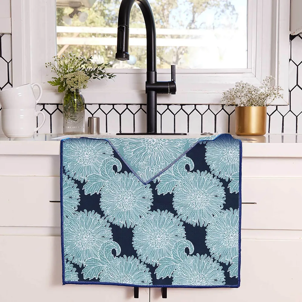 Chrysanthemum Flower Eco Kitchen Tea Towel