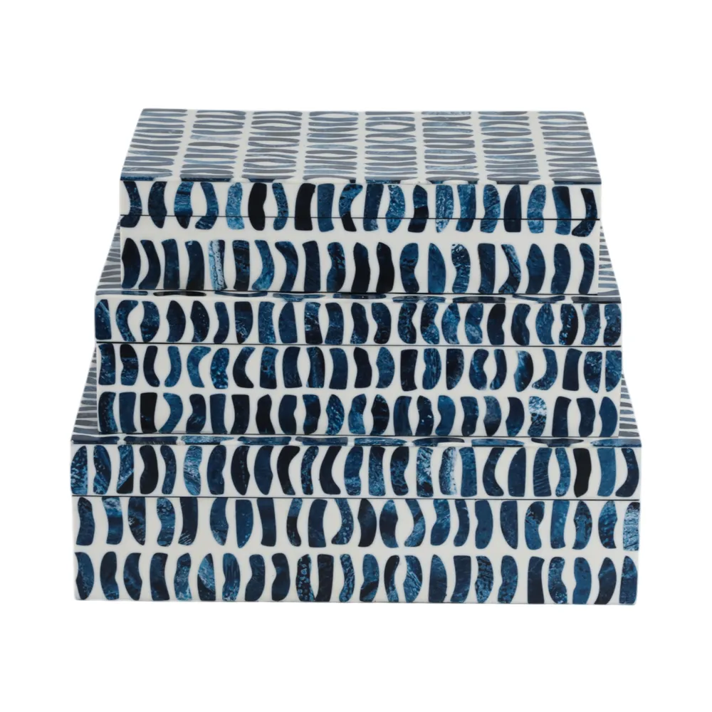 PALMERLAND SET OF 3 BLUE BOXES 4 (IN)
