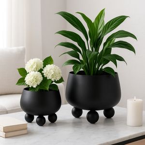 ALBAFIELD SET OF 2 BLACK PLANTER 9 (IN) 9