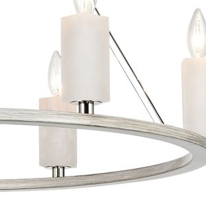 White Stone 30'' Wide 6-Light Chandelier - Polished Nickel 3