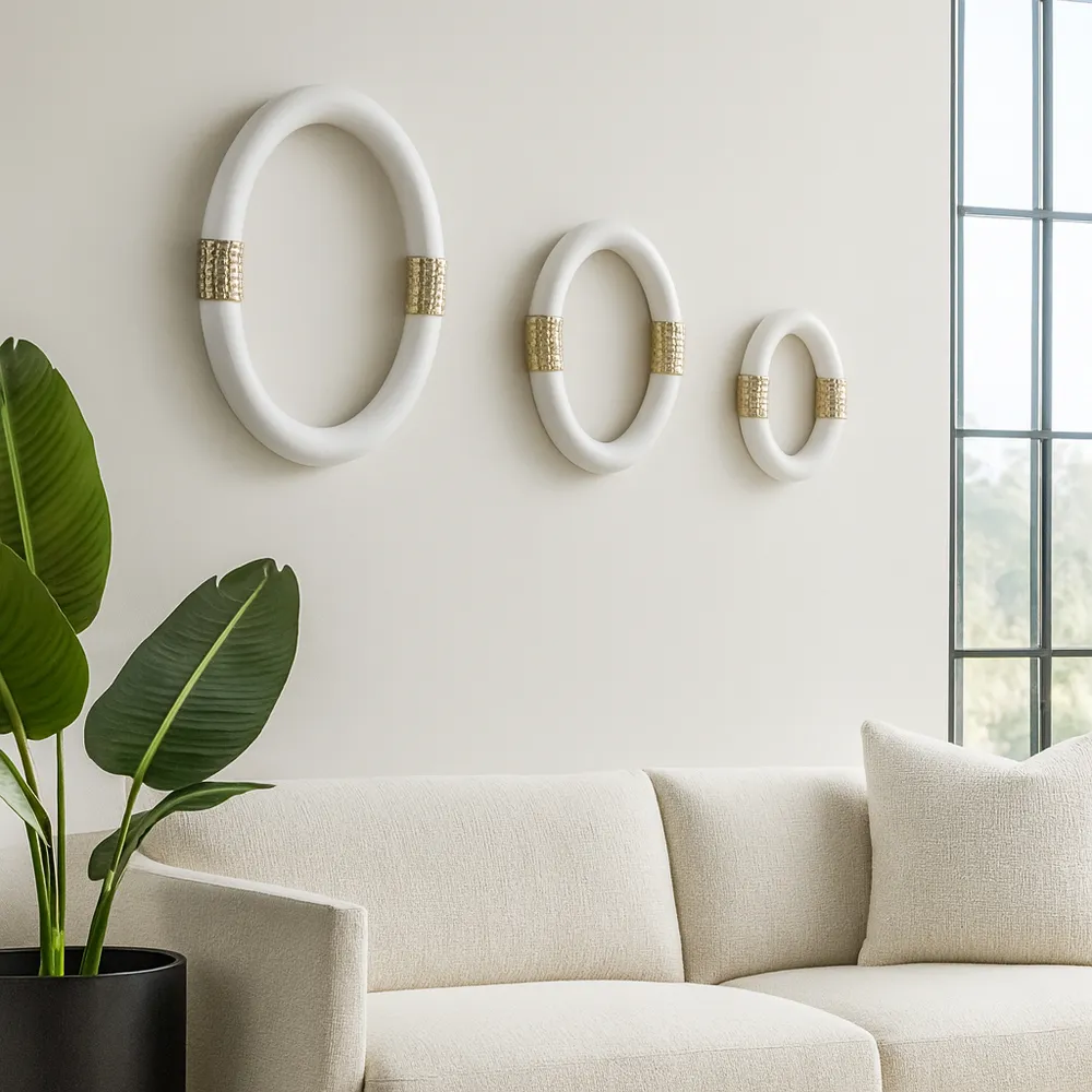 WESTONSHAW SET OF 3 WHITE WALL SCULPTURES 14 (IN)