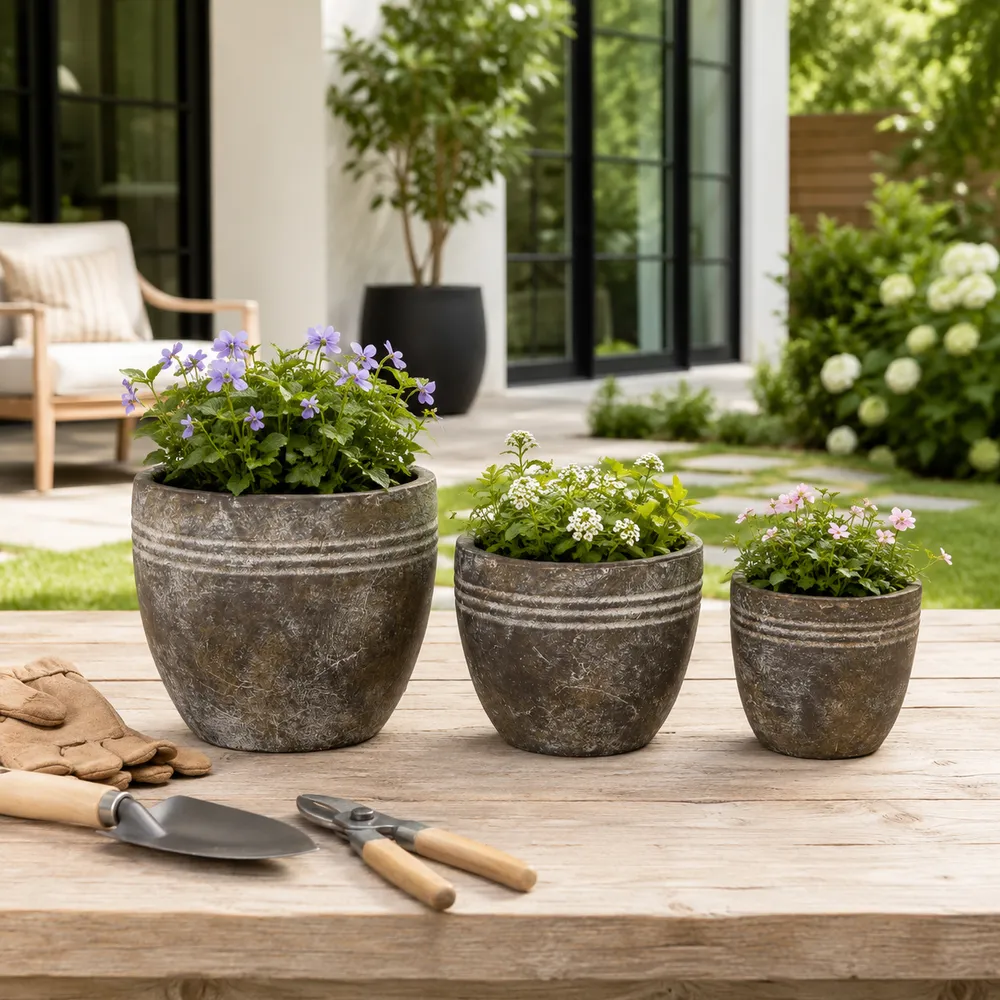 EDGEGATE SET OF 3 BROWN PLANTER 8 (IN)