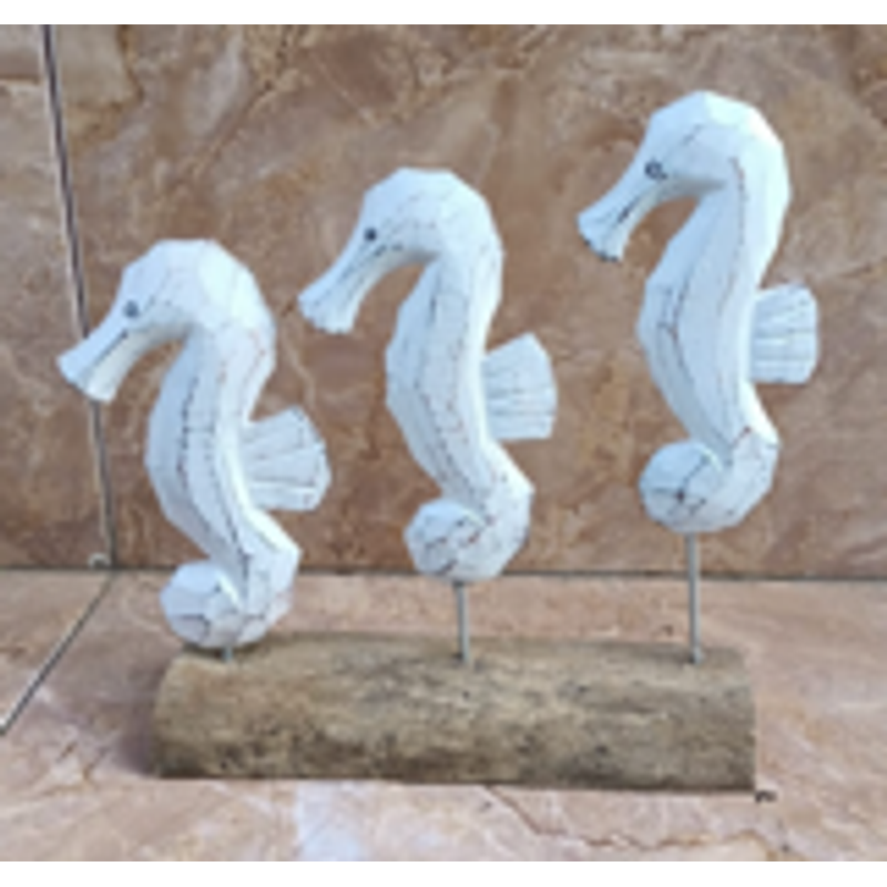 9" x 10" Decorative Driftwood Stand with 3 Seahorses