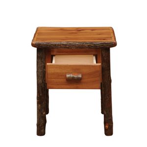 Hickory Log One Drawer End Table - Slate 4