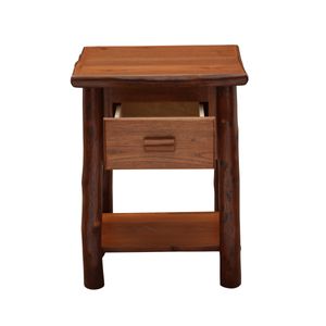 Hickory Log One Drawer Nightstand with Shelf - Cinnamon 4