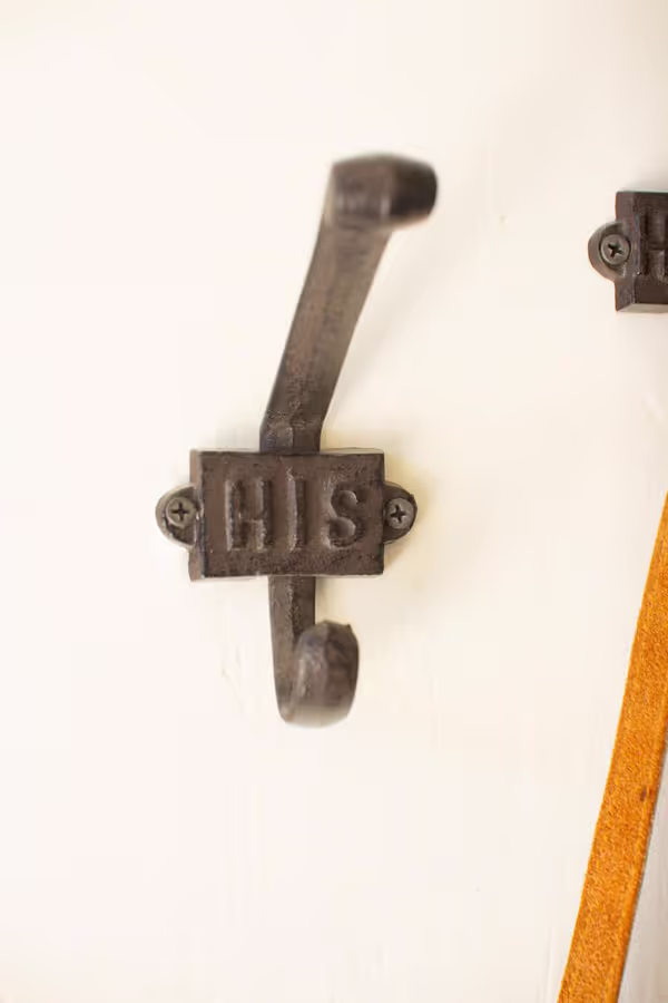 Set of 2 Cast Iron His and Hers Hooks
