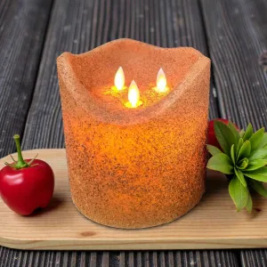 Grunge 3 Wick Moving Flame 6x6in LED Candle 1