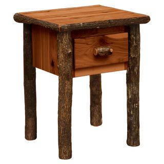 Hickory Log One Drawer Nightstand - Cinnamon