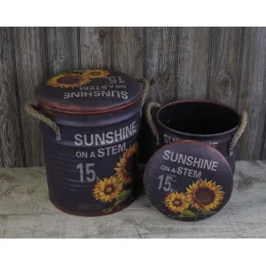 Sunflowers Metal Cans S/2 14in and 11in 1
