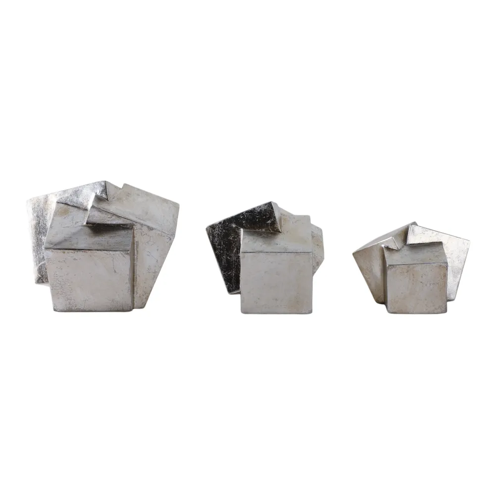 HUTTONWAY SET OF 3 SILVER ORBS 7 (IN)